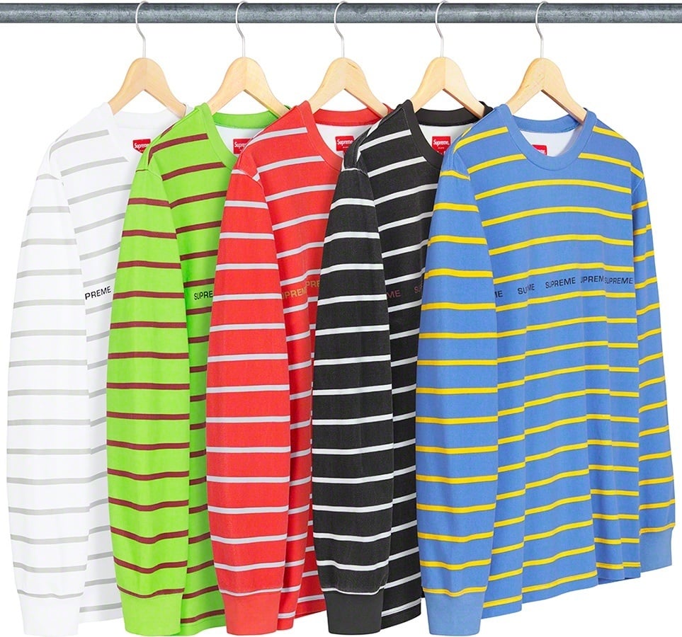 Printed Stripe Pique L/S Top